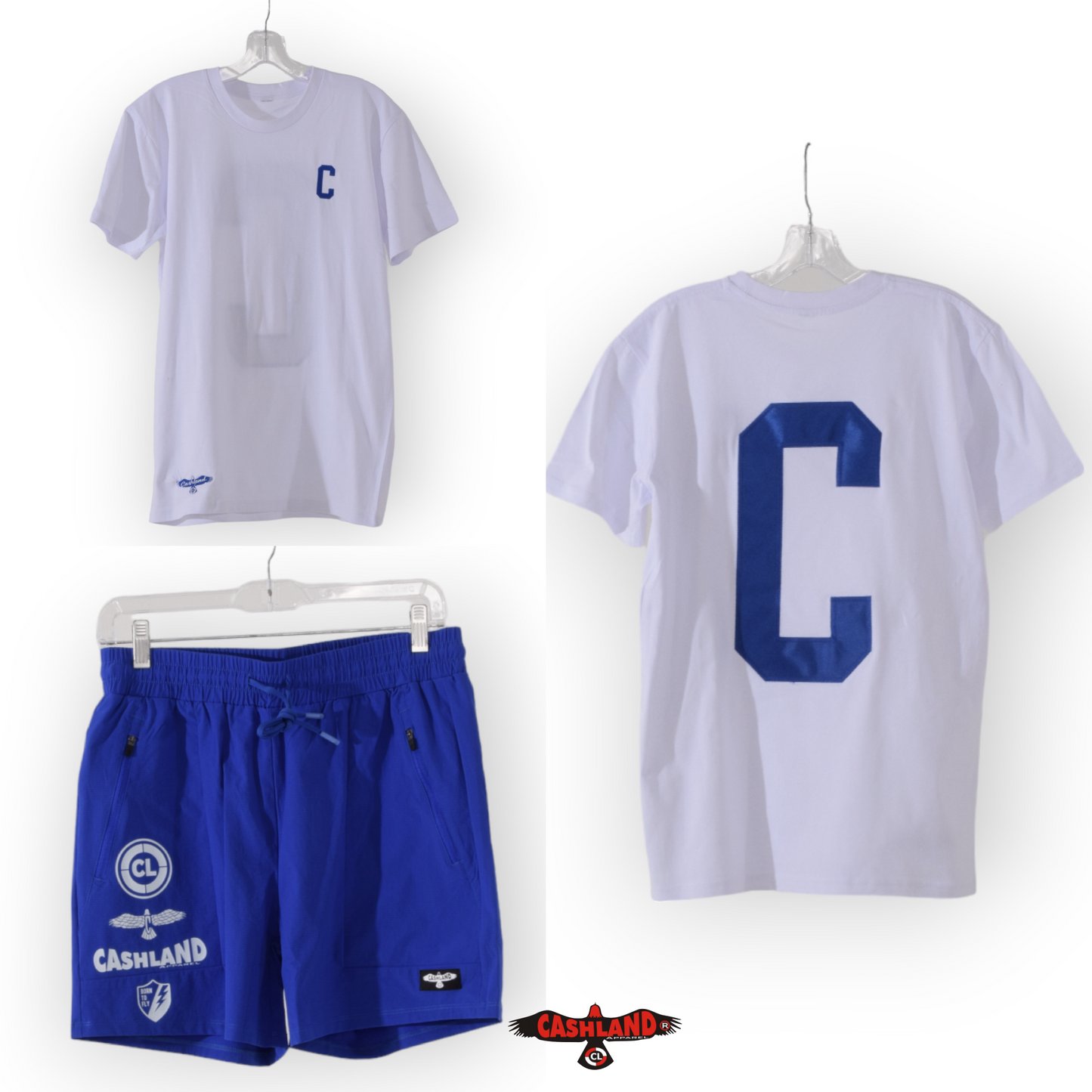 C - CASHLAND LOGO TSHIRT WHITE . ROYAL BLUE