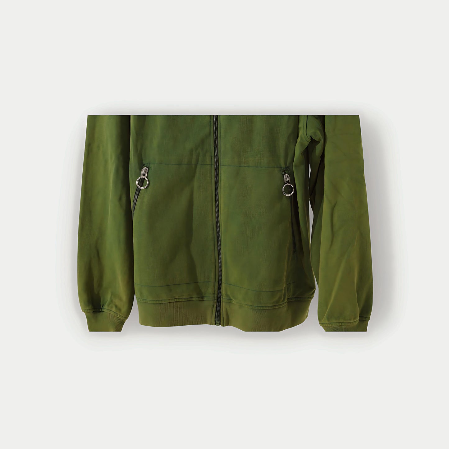 CHROME ZIPPERED HOODIE : VINTAGE GREEN