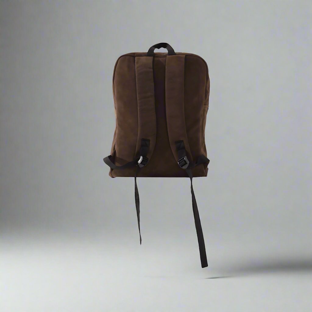 LEATHER NUBUCK BACK PACK : BROWN