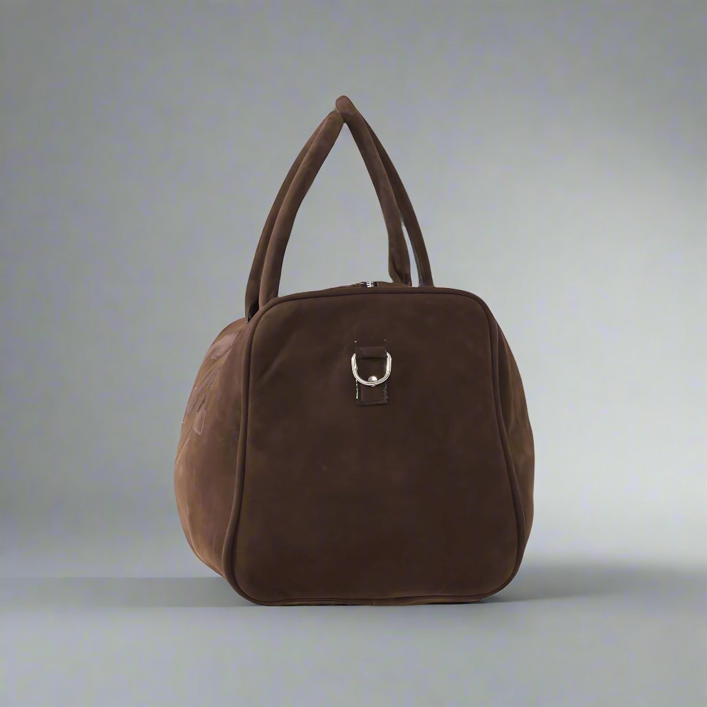 LEATHER NUBUCK DUFFLE BAG : BROWN