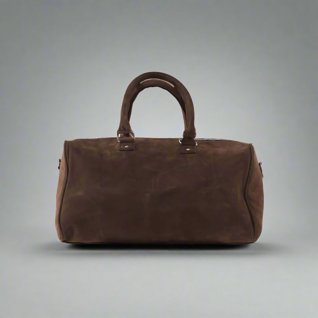 LEATHER NUBUCK DUFFLE BAG : BROWN