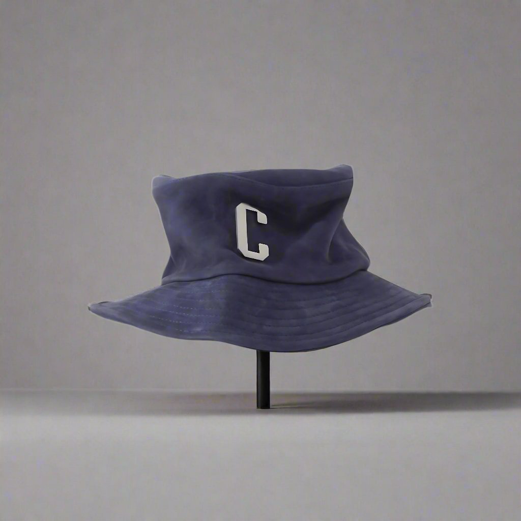 LEATHER NUBUCK BUCKET HAT : VINTAGE BLUE