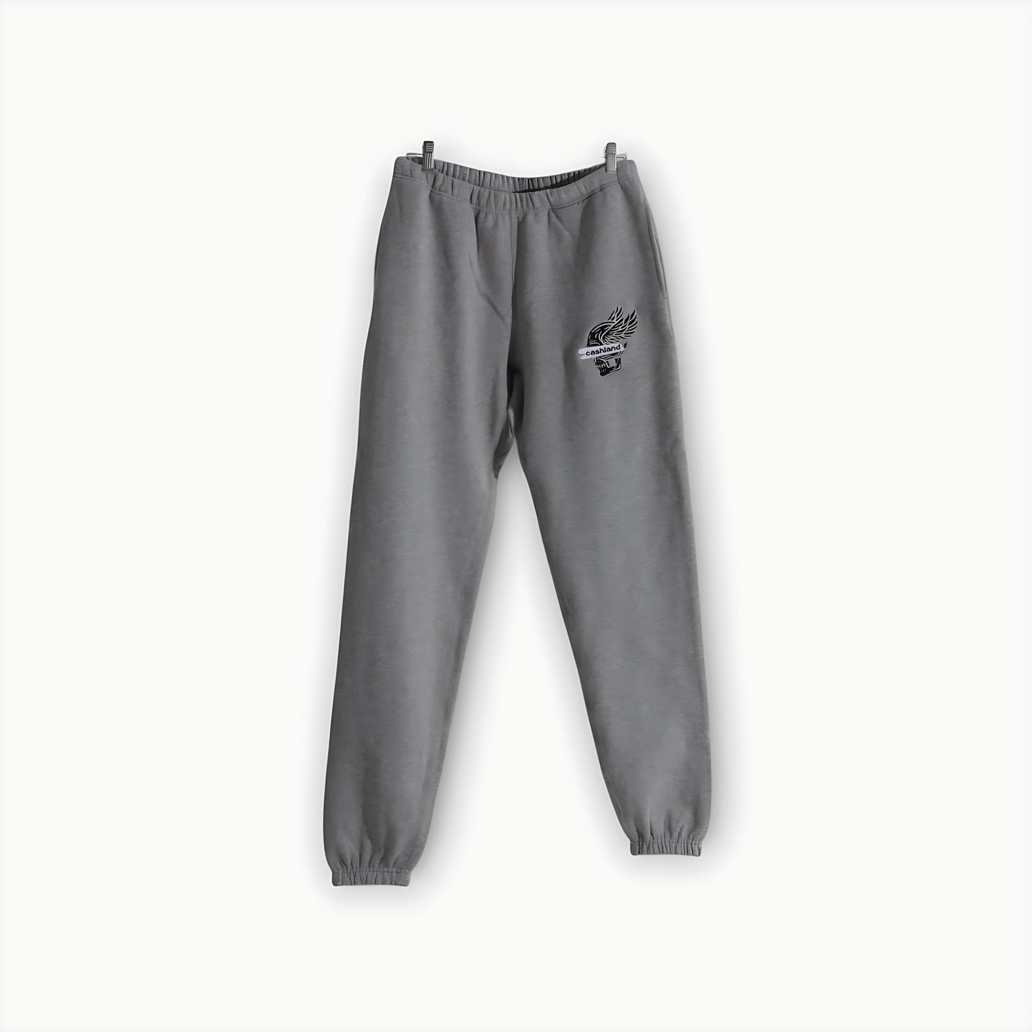 Classic Biker Skull Hooded Sweatsuit : GREY