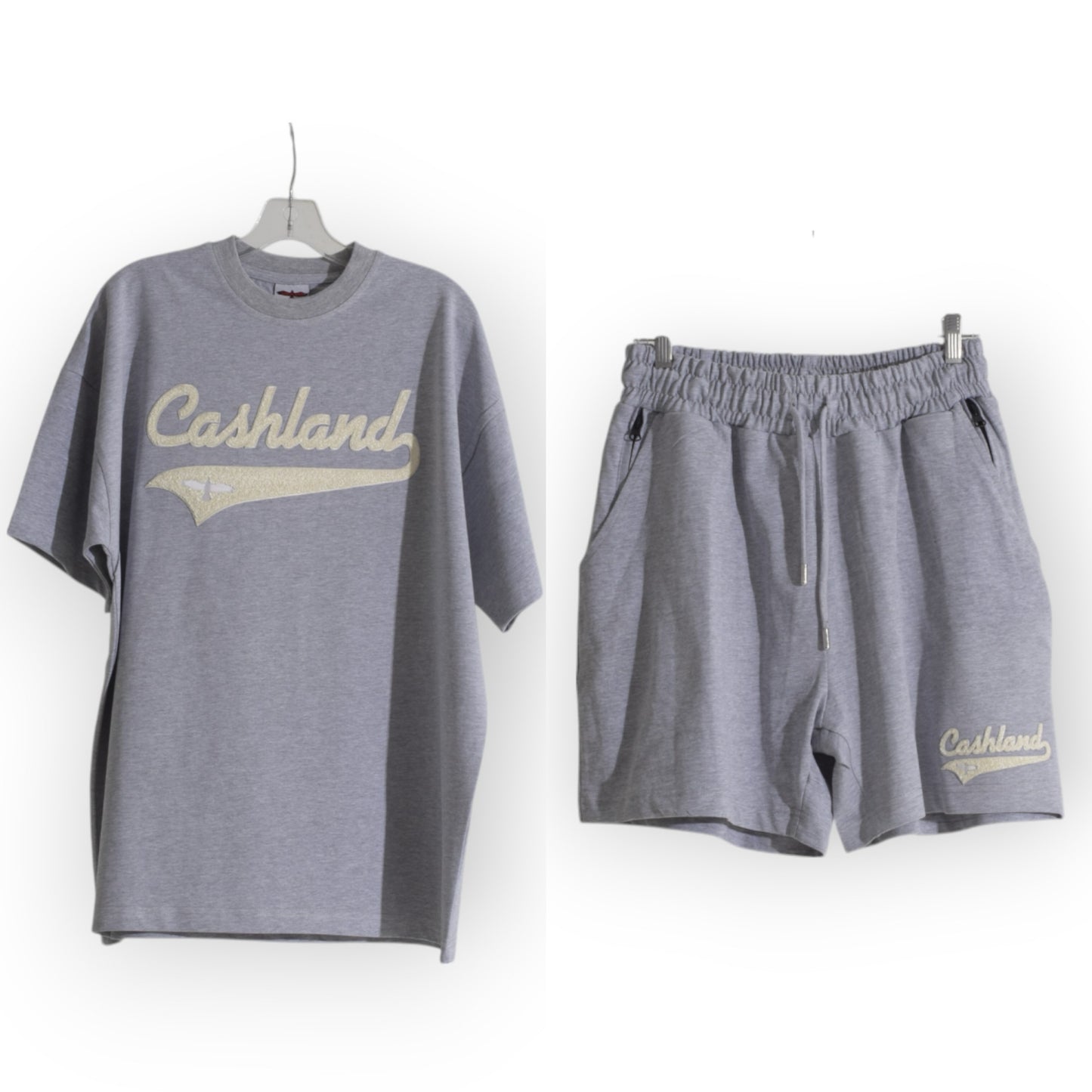 Cashland Varsity Short Set Grey . Cream