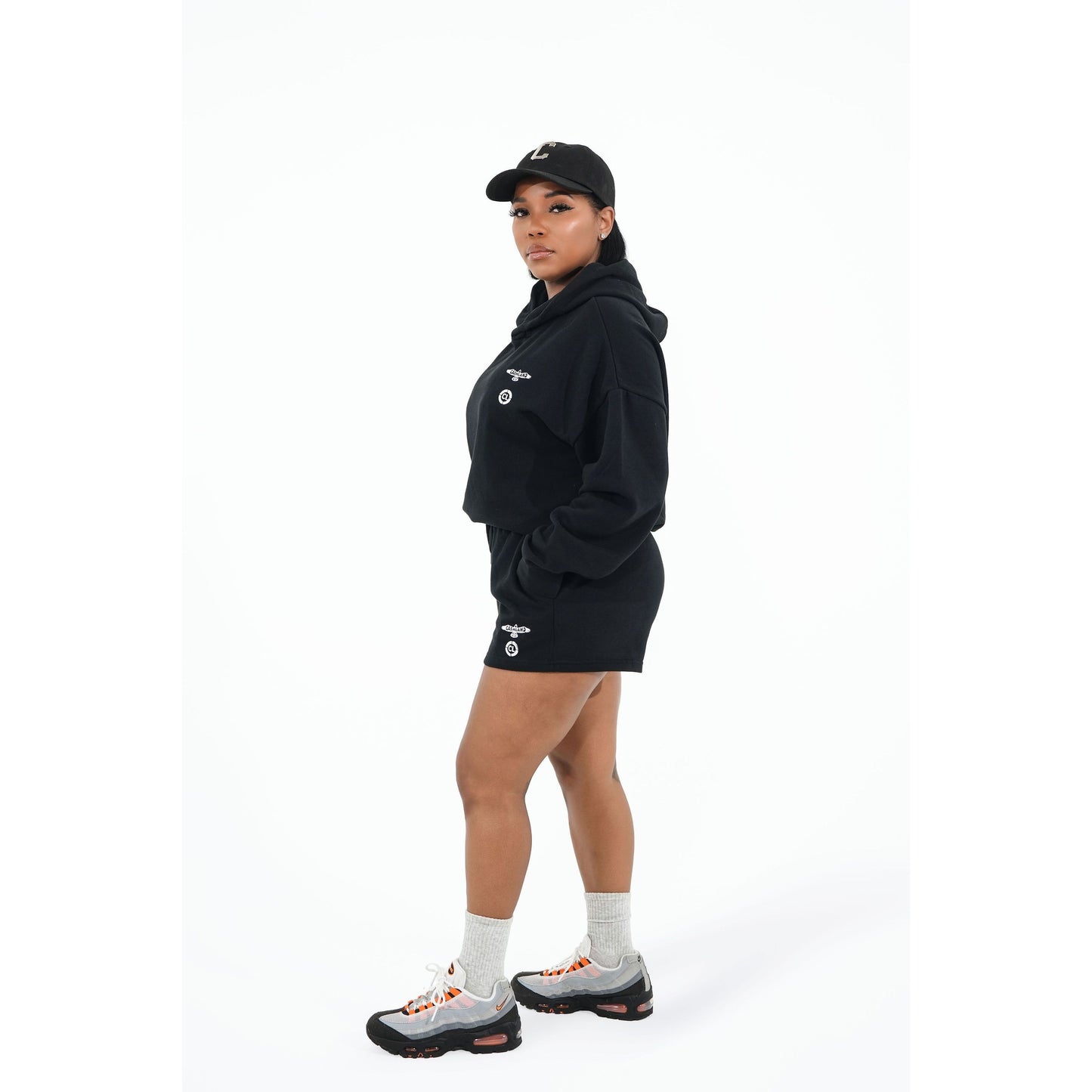 OVERSIZED HOODIE and SHORTS : LADIES :BLACK