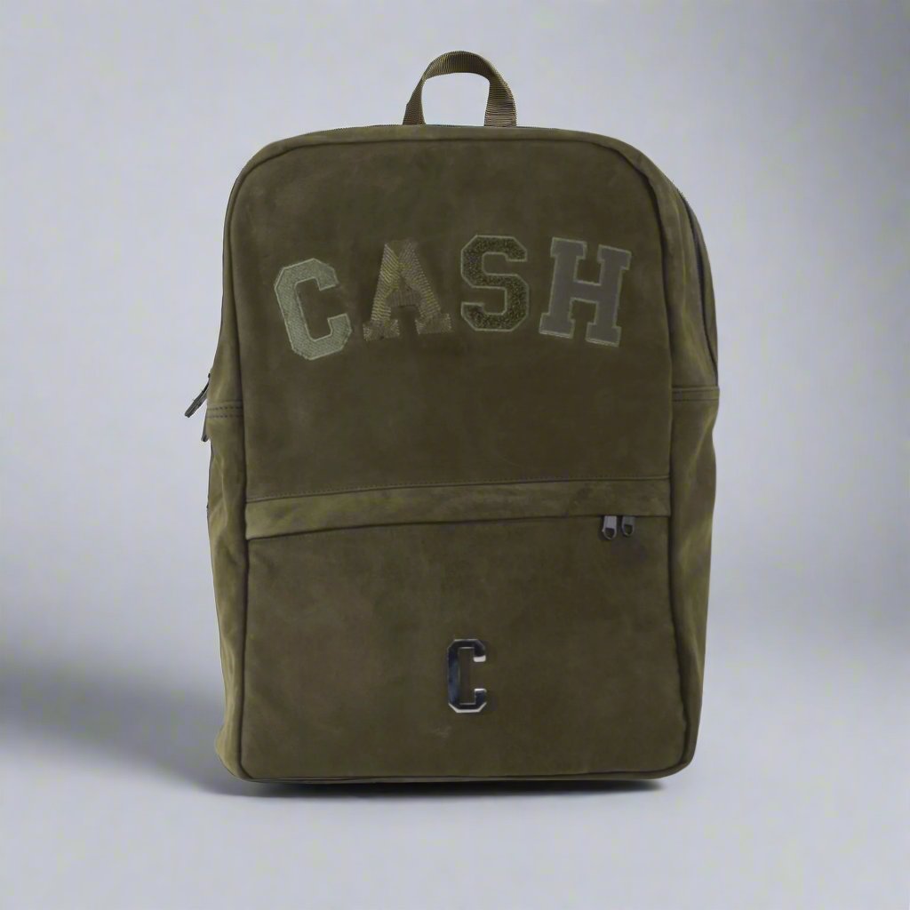 LEATHER NUBUCK BACK PACK : OLIVE