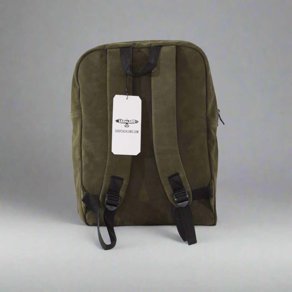 LEATHER NUBUCK BACK PACK : OLIVE