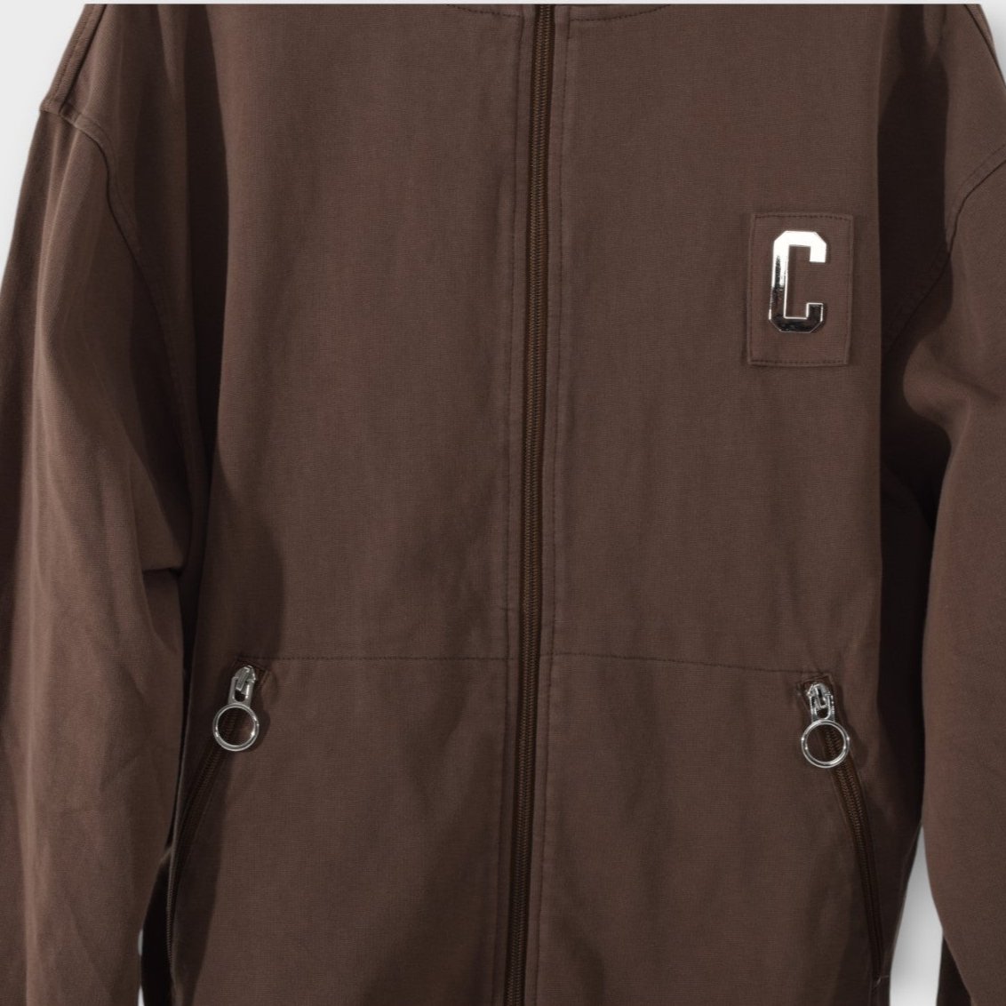 CHROME ZIPPERED HOODIE : VINTAGE BROWN