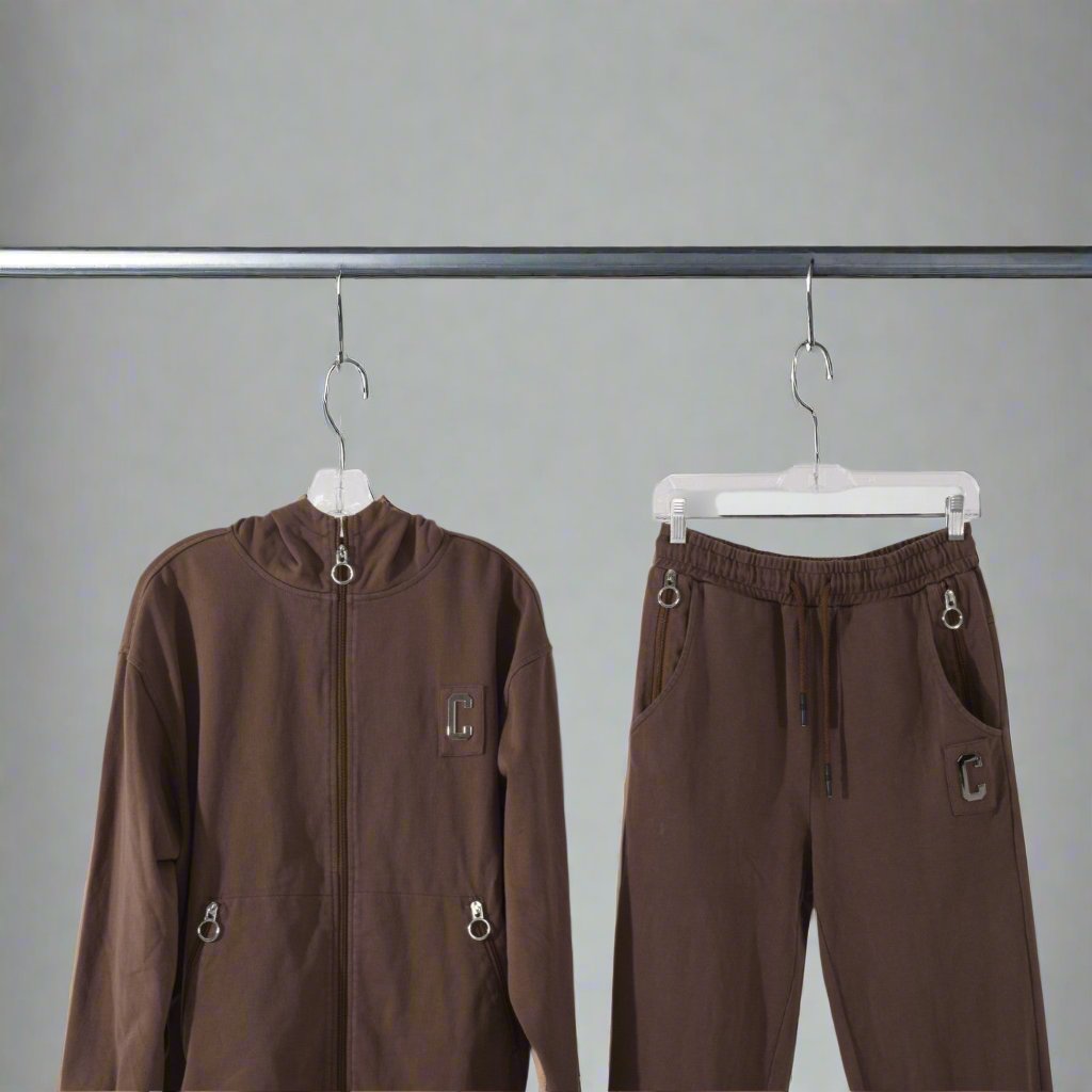 CHROME ZIPPERED HOODIE : VINTAGE BROWN