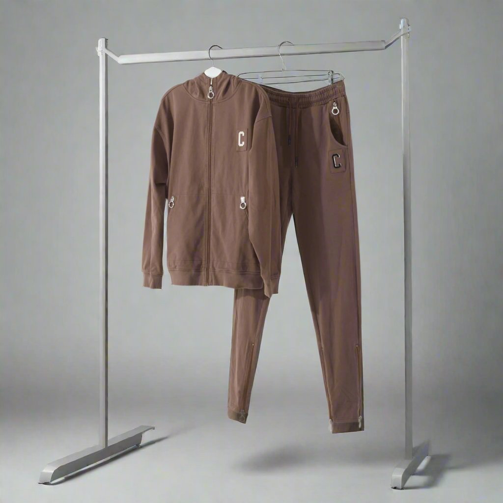 CHROME ZIPPERED HOODIE : VINTAGE BROWN