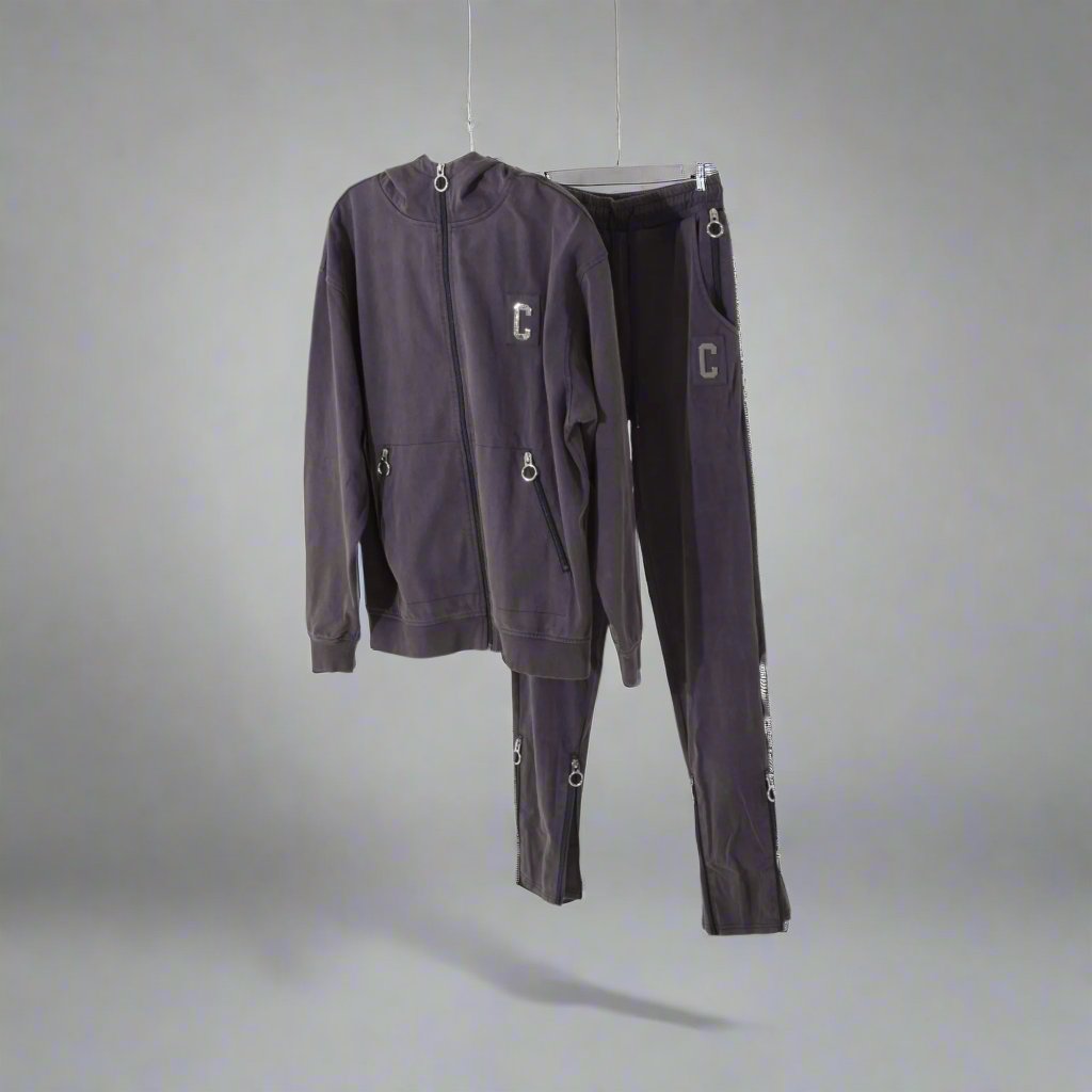 CHROME ZIPPERED HOODIE : VINTAGE NAVY PLUM