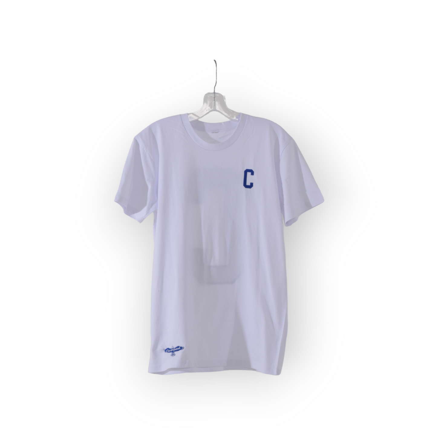 C - CASHLAND LOGO TSHIRT WHITE . ROYAL BLUE