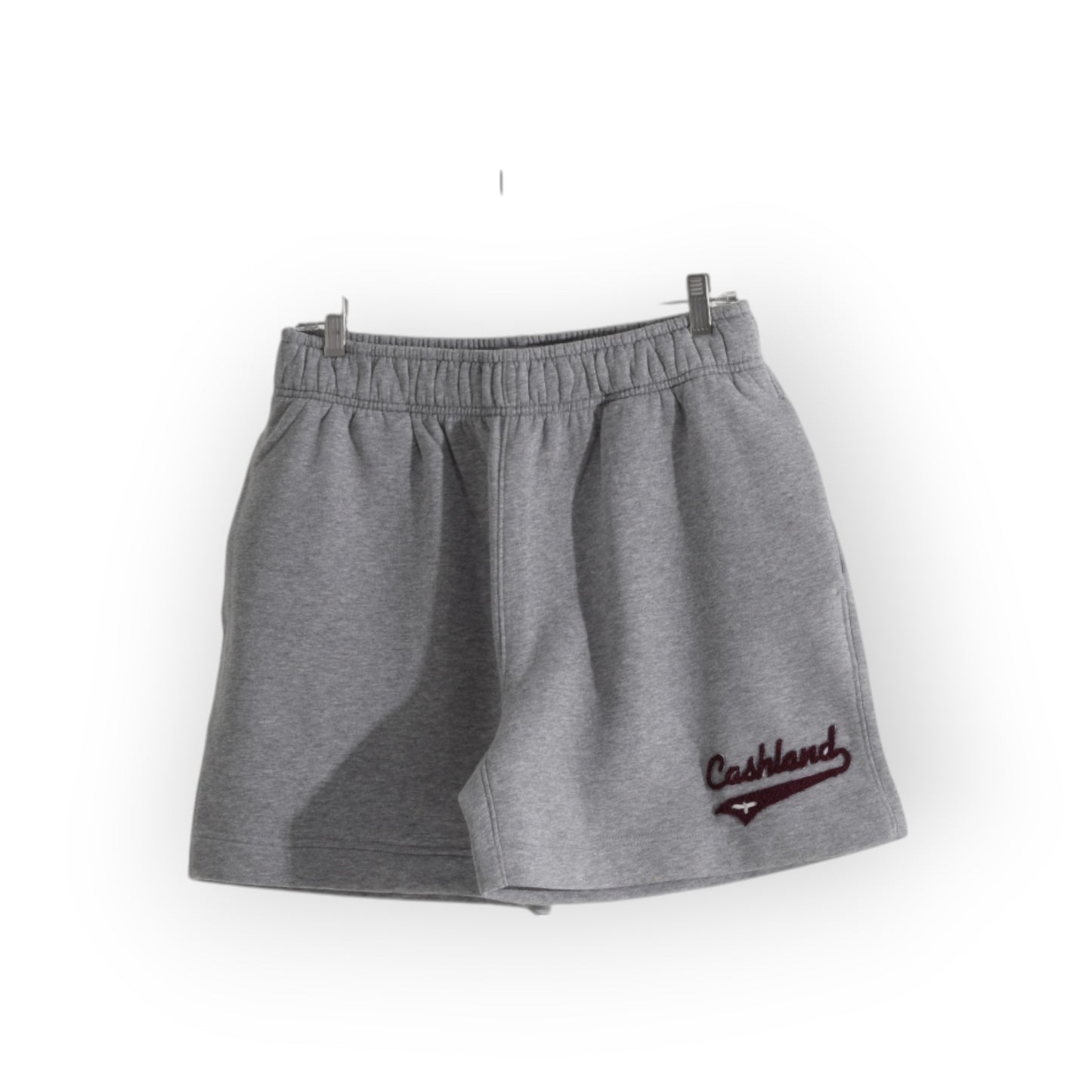 GREY HOODIE SHORT SET : BURGUNDY SCRIPT