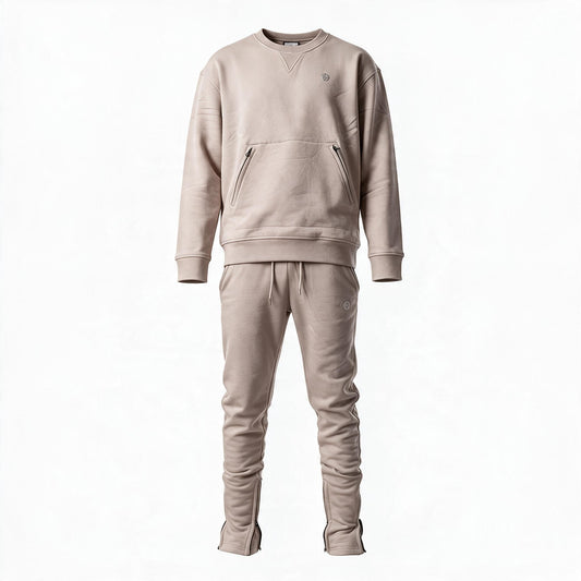 CHROME COMP CREW NECK SWEATSUIT : KHAKI