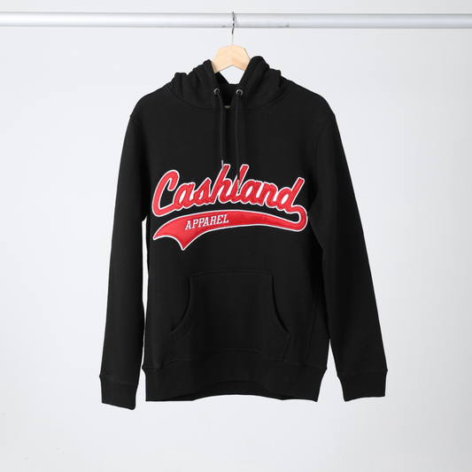 Pro-Script Pull Over Hooded Sweatshirt : BLACK with Red