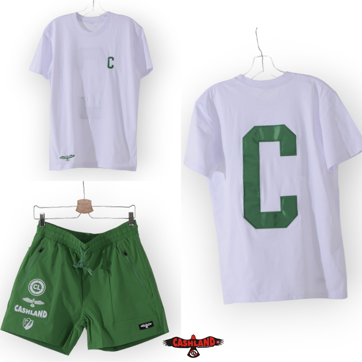 C - CASHLAND LOGO TSHIRT WHITE . KELLY GREEN