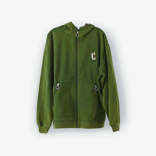 CHROME ZIPPERED HOODIE : VINTAGE GREEN