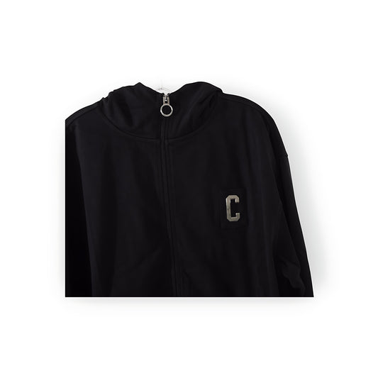 CHROME ZIPPERED HOODIE : VINTAGE BLACK