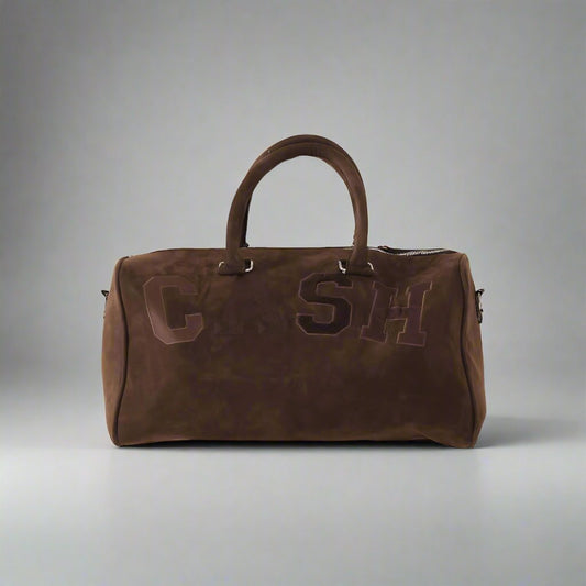 LEATHER NUBUCK DUFFLE BAG : BROWN