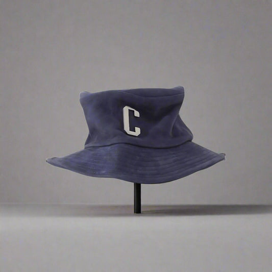 LEATHER NUBUCK BUCKET HAT : VINTAGE BLUE
