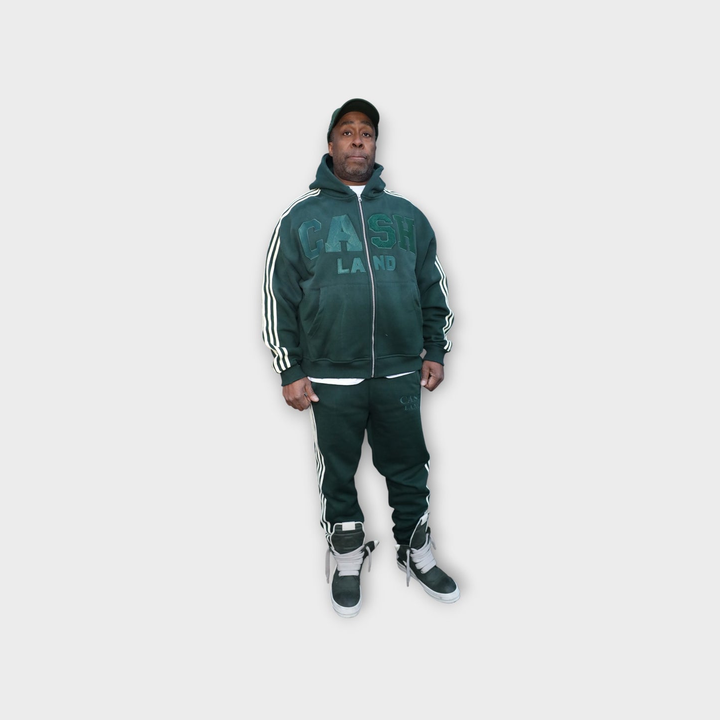 CASH TRACK SWEATSUIT : GREEN . OFF WHITE