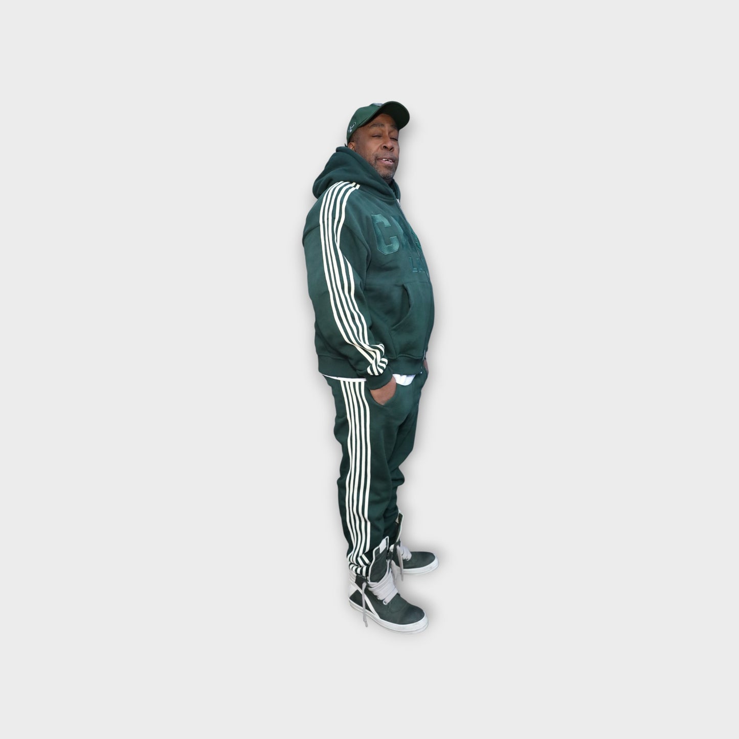 CASH TRACK SWEATSUIT : GREEN . OFF WHITE