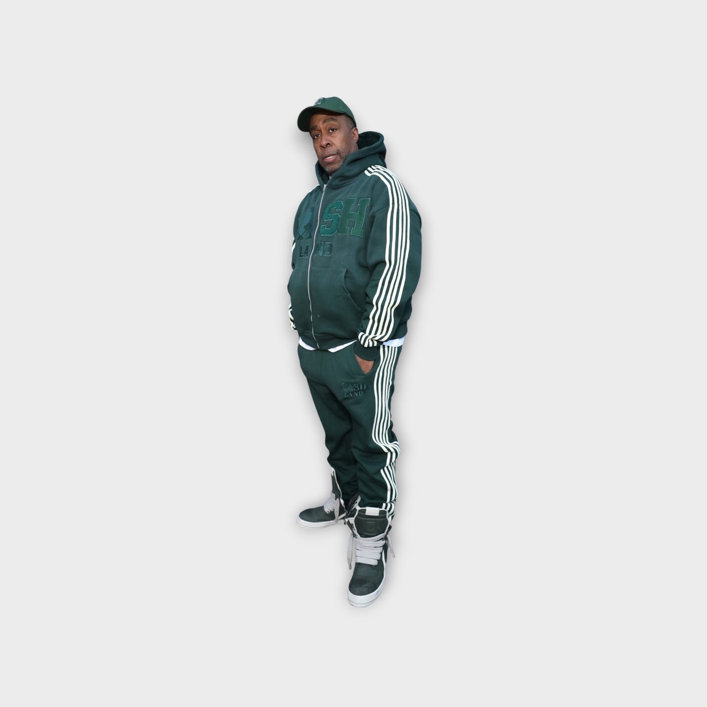 CASH TRACK SWEATSUIT : GREEN . OFF WHITE