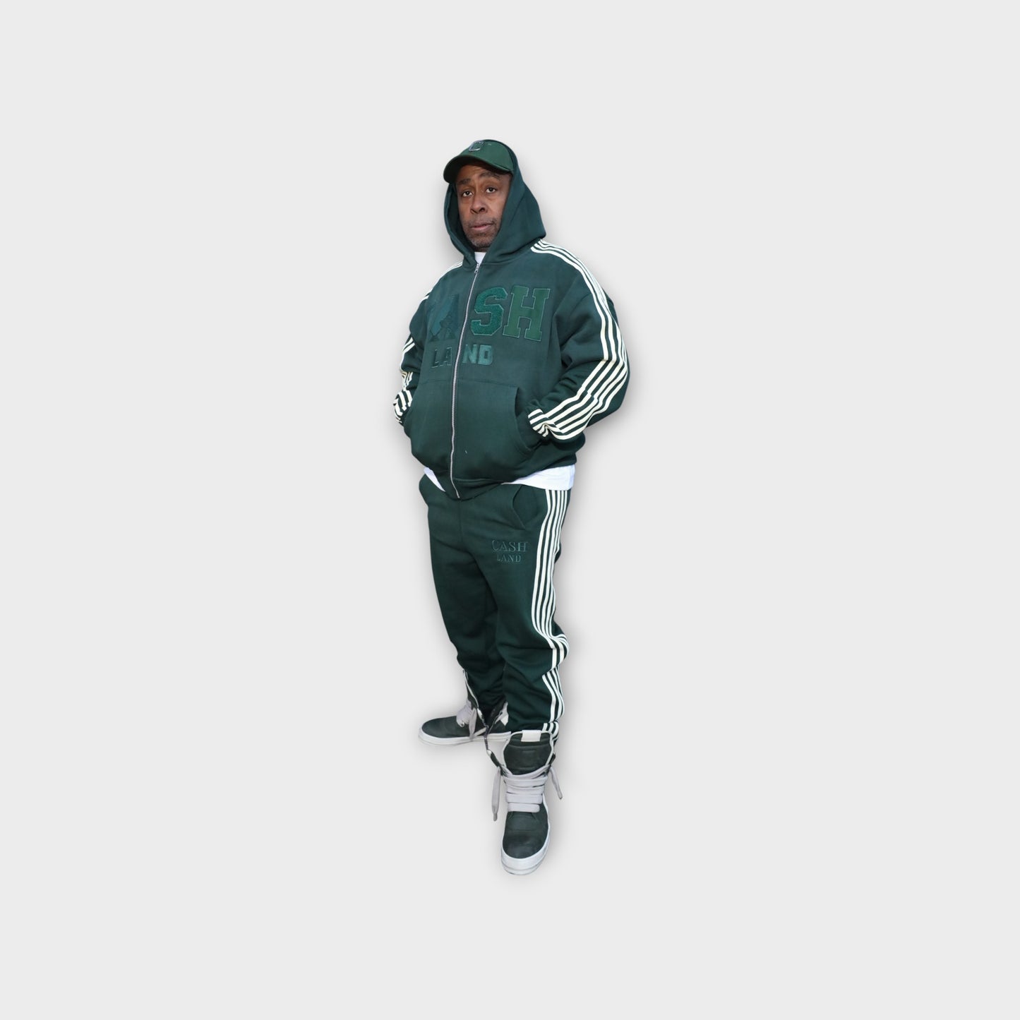 CASH TRACK SWEATSUIT : GREEN . OFF WHITE