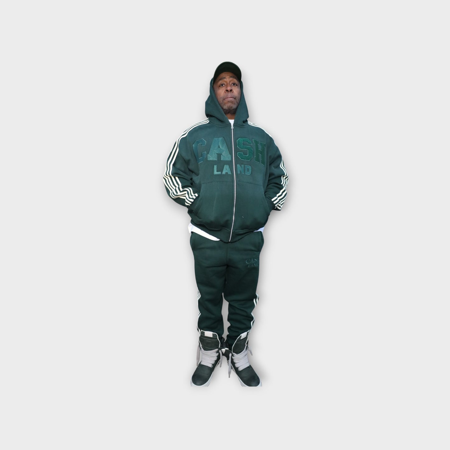 CASH TRACK SWEATSUIT : GREEN . OFF WHITE