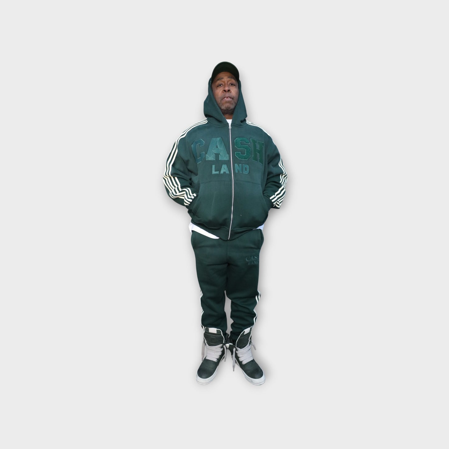 CASH TRACK SWEATSUIT : GREEN . OFF WHITE
