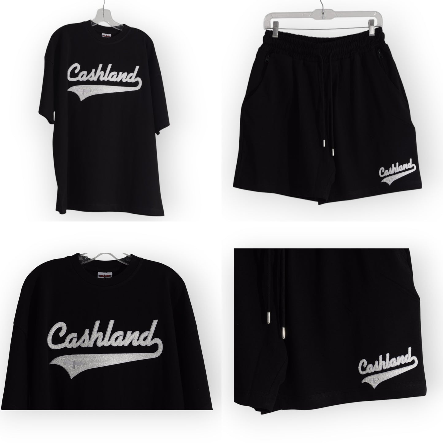 Cashland Varsity Short Set Black . White