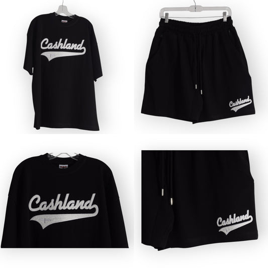 Cashland Varsity Short Set Black . White