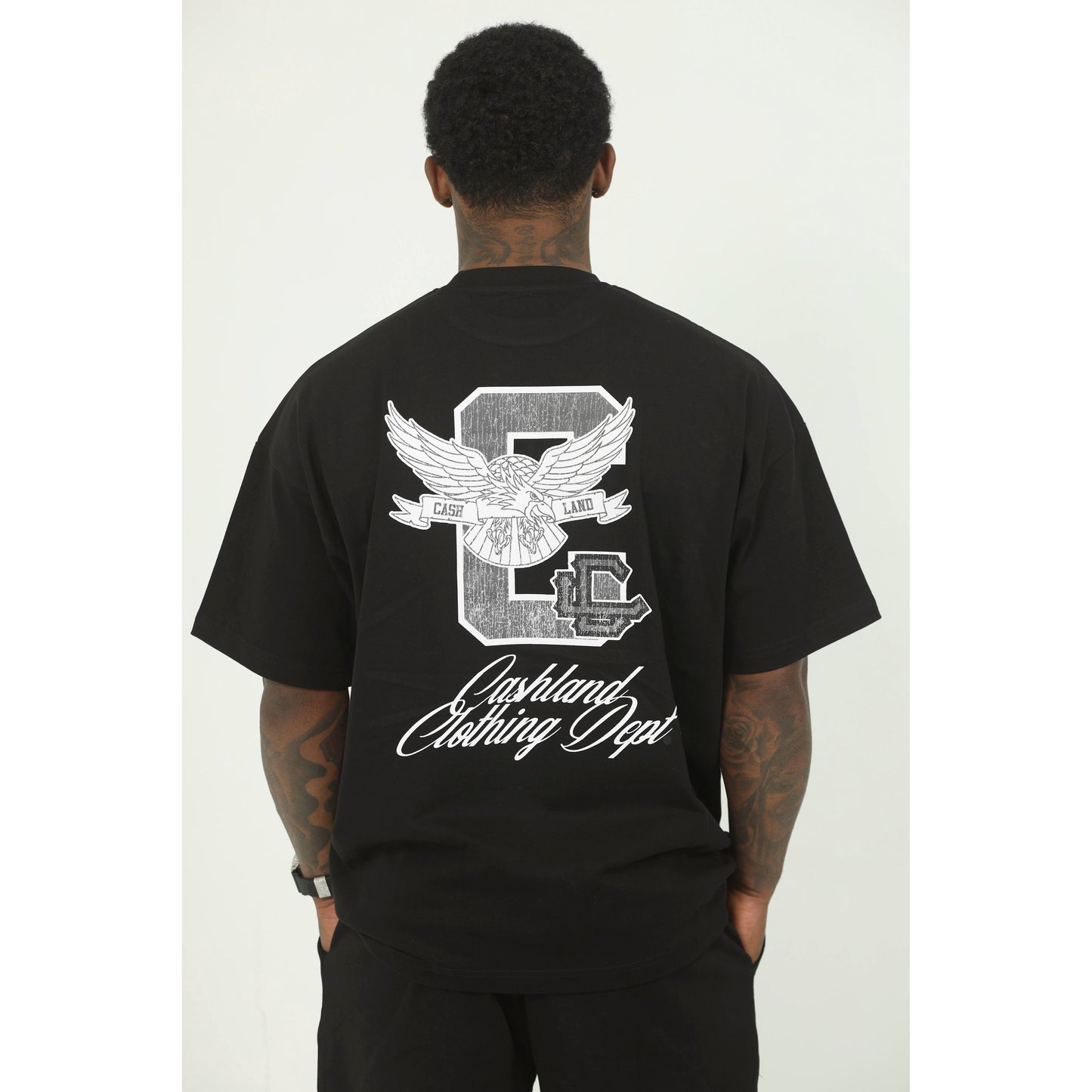 C-LAND  . BLACK . SILVER SHORT SET