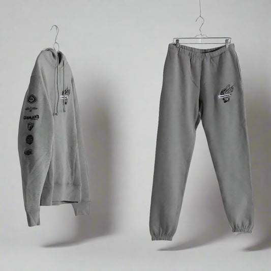 Classic Biker Skull Hooded Sweatsuit : GREY