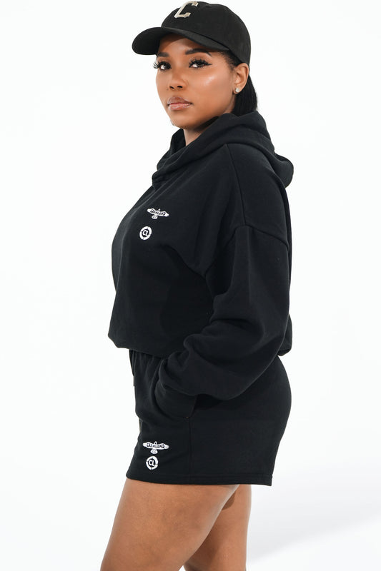 OVERSIZED HOODIE and SHORTS : LADIES :BLACK
