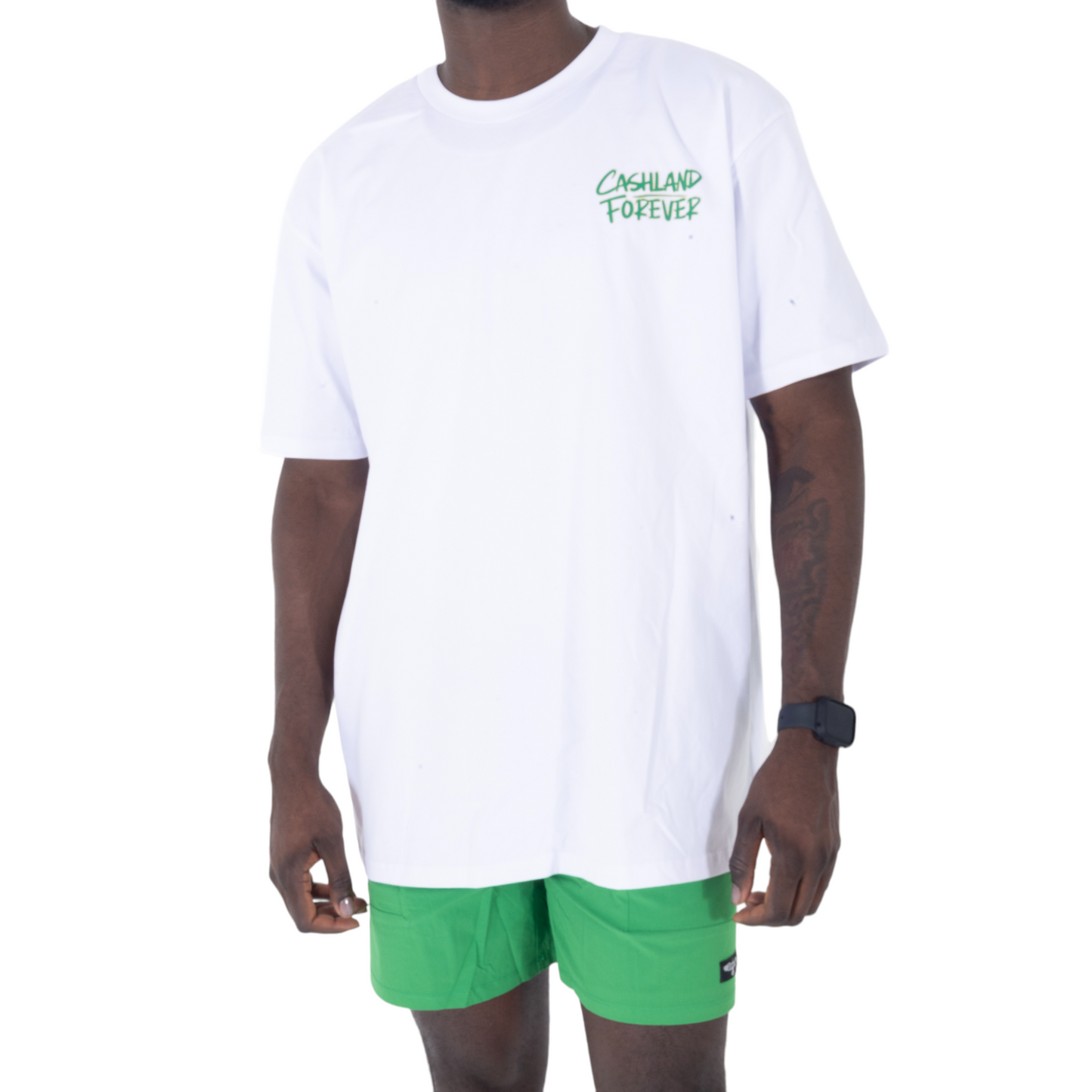 Cashland Forever T-shirt  White : Kelly Green Logo
