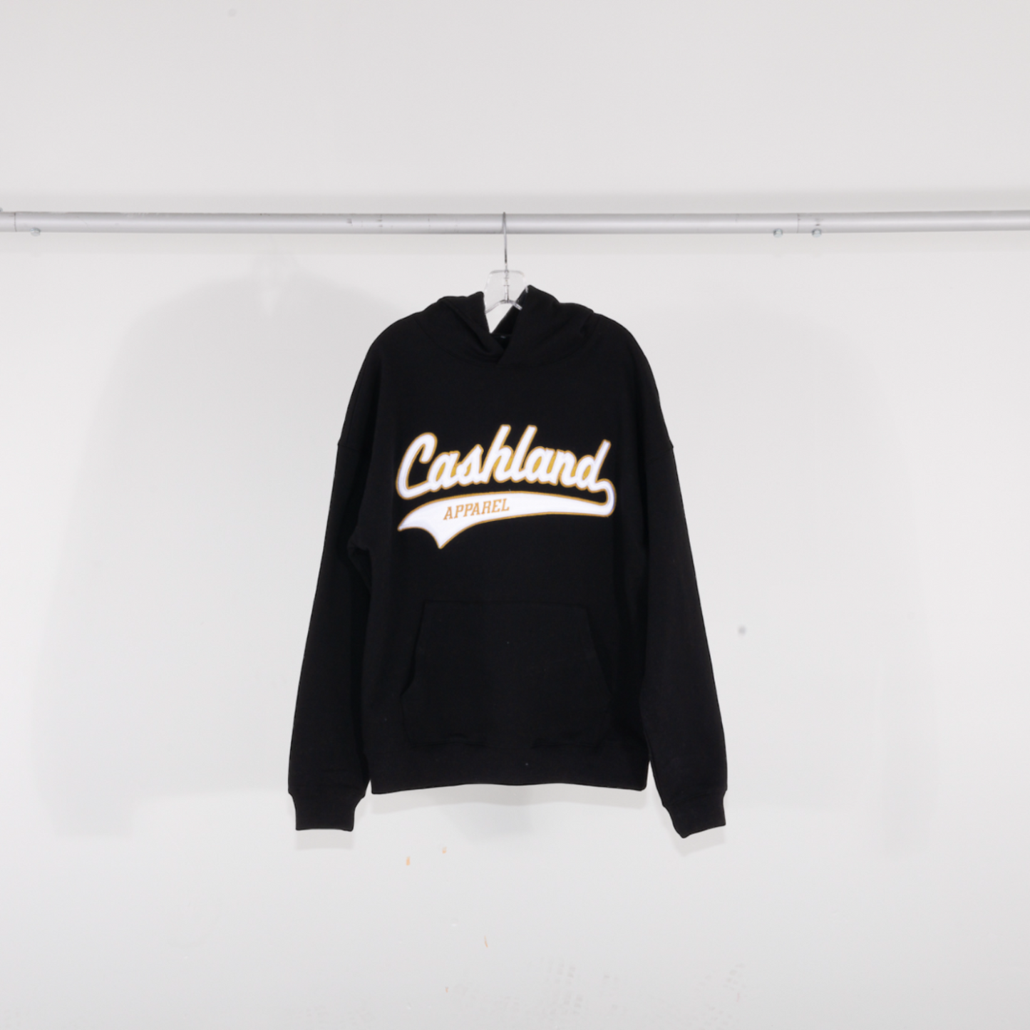 Pro-Script Pull Over Hooded Sweatshirt : BLACK with Gold and White