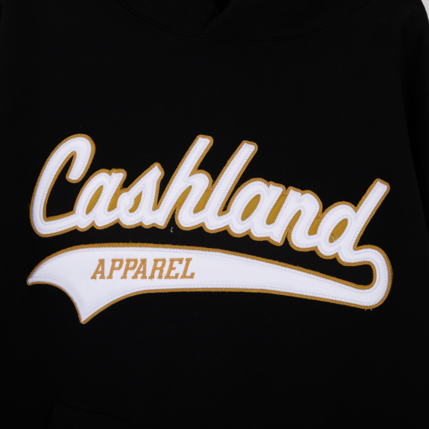Pro-Script Pull Over Hooded Sweatshirt : BLACK with Gold and White