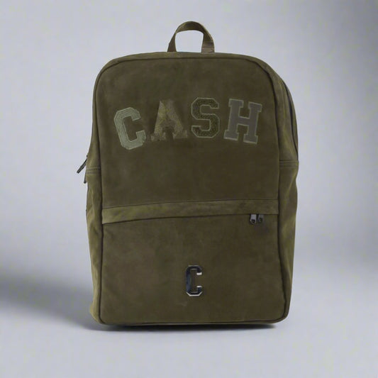LEATHER NUBUCK BACK PACK : OLIVE