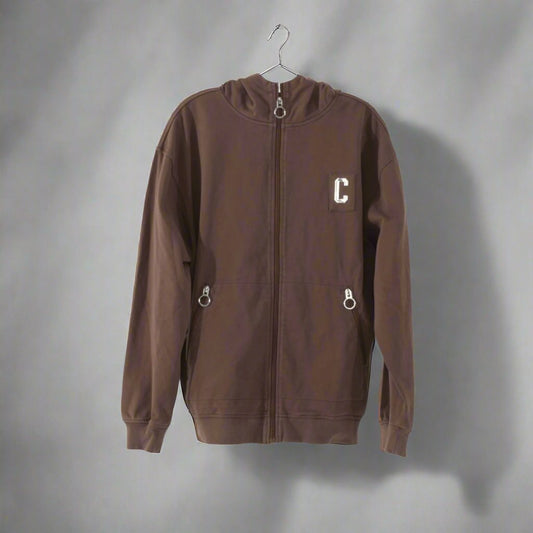 CHROME ZIPPERED HOODIE : VINTAGE BROWN