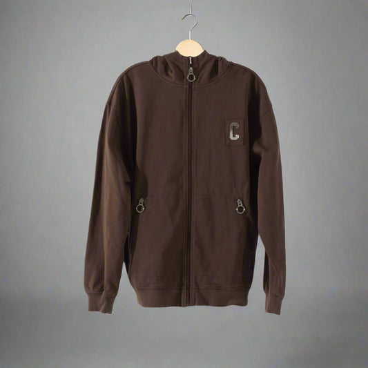 CHROME ZIPPERED HOODIE : VINTAGE BROWN