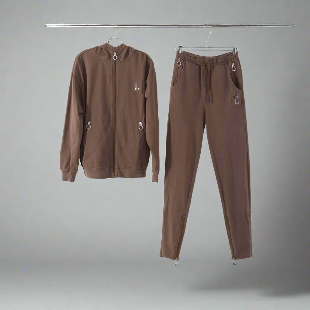 CHROME ZIPPERED HOODIE : VINTAGE BROWN