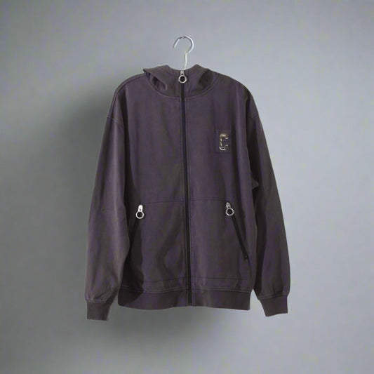 CHROME ZIPPERED HOODIE : VINTAGE NAVY PLUM