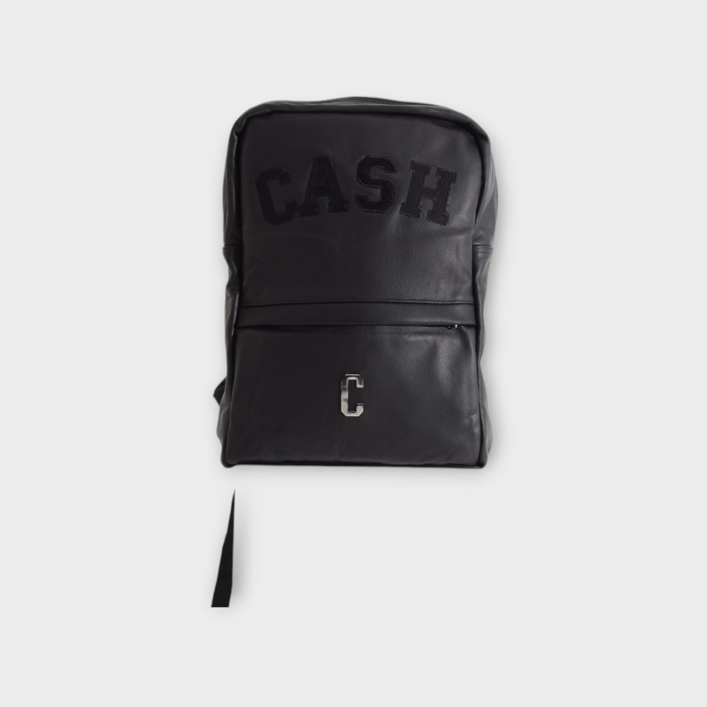 LEATHER BACK PACK : BLACK