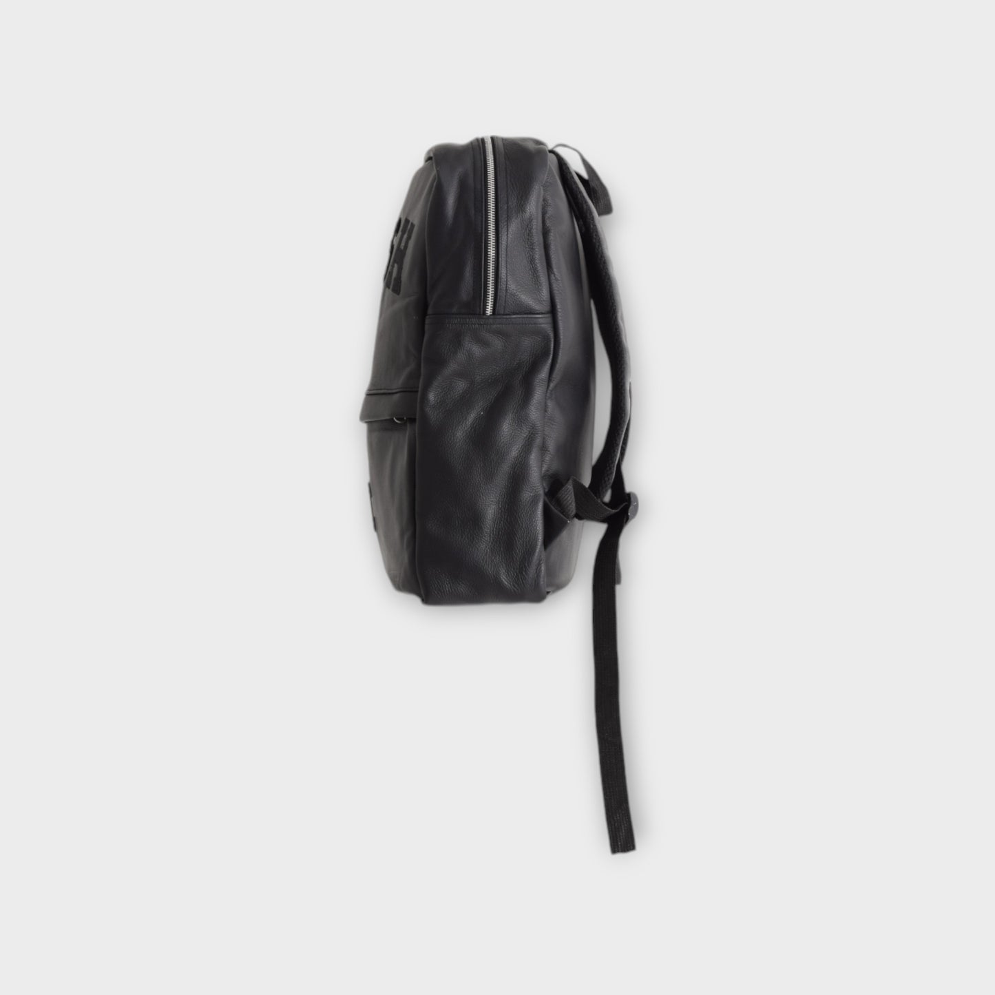 LEATHER BACK PACK : BLACK