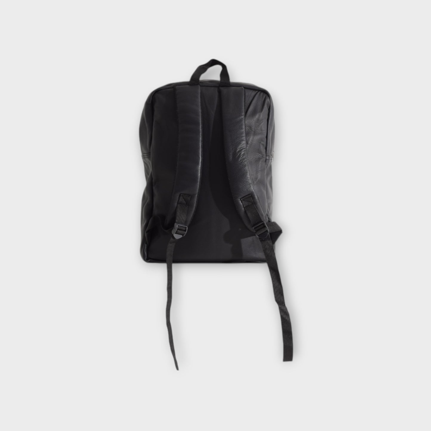 LEATHER BACK PACK : BLACK