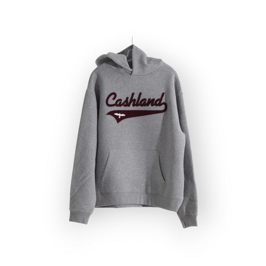GREY HOODIE SHORT SET : BURGUNDY SCRIPT