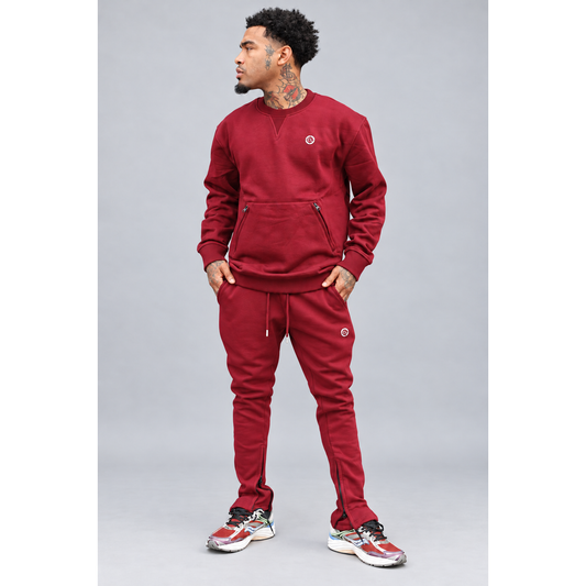 CHROME COMP CREW NECK SWEATSUIT : BURGUNDY