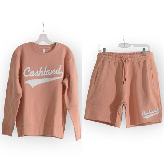 PEACH SHORT SET : WHITE SCRIPT
