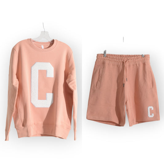 PEACH SHORT SET : WHITE BIG C